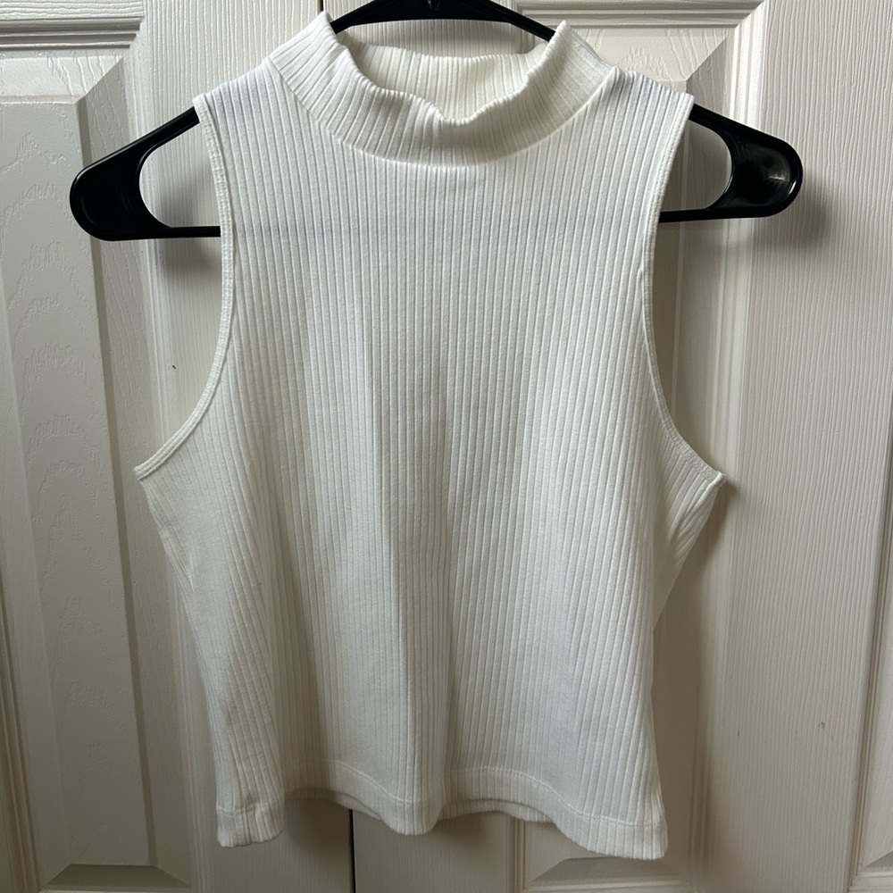 Old Navy Ribbed Mock Neck Tank Top - White